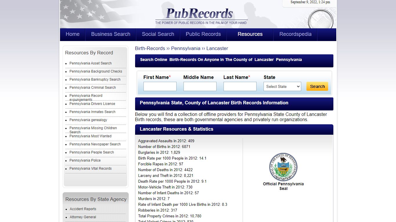 Lancaster County, Pennsylvania Birth Records